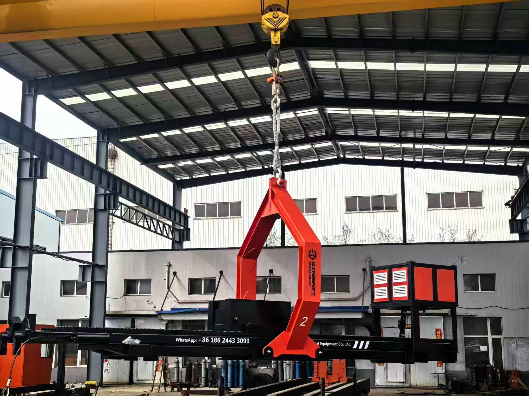 Qingwei BE45 diesel tube bundle extractor during factory lifting and load testing