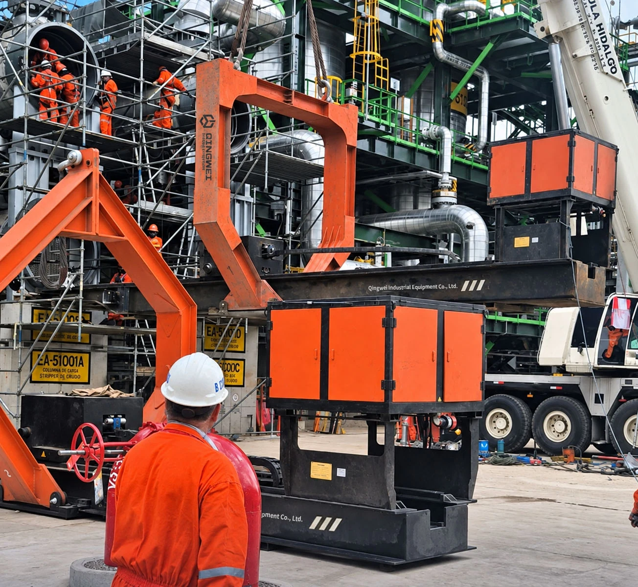 Qingwei tube bundle extractor operating at a refinery maintenance site