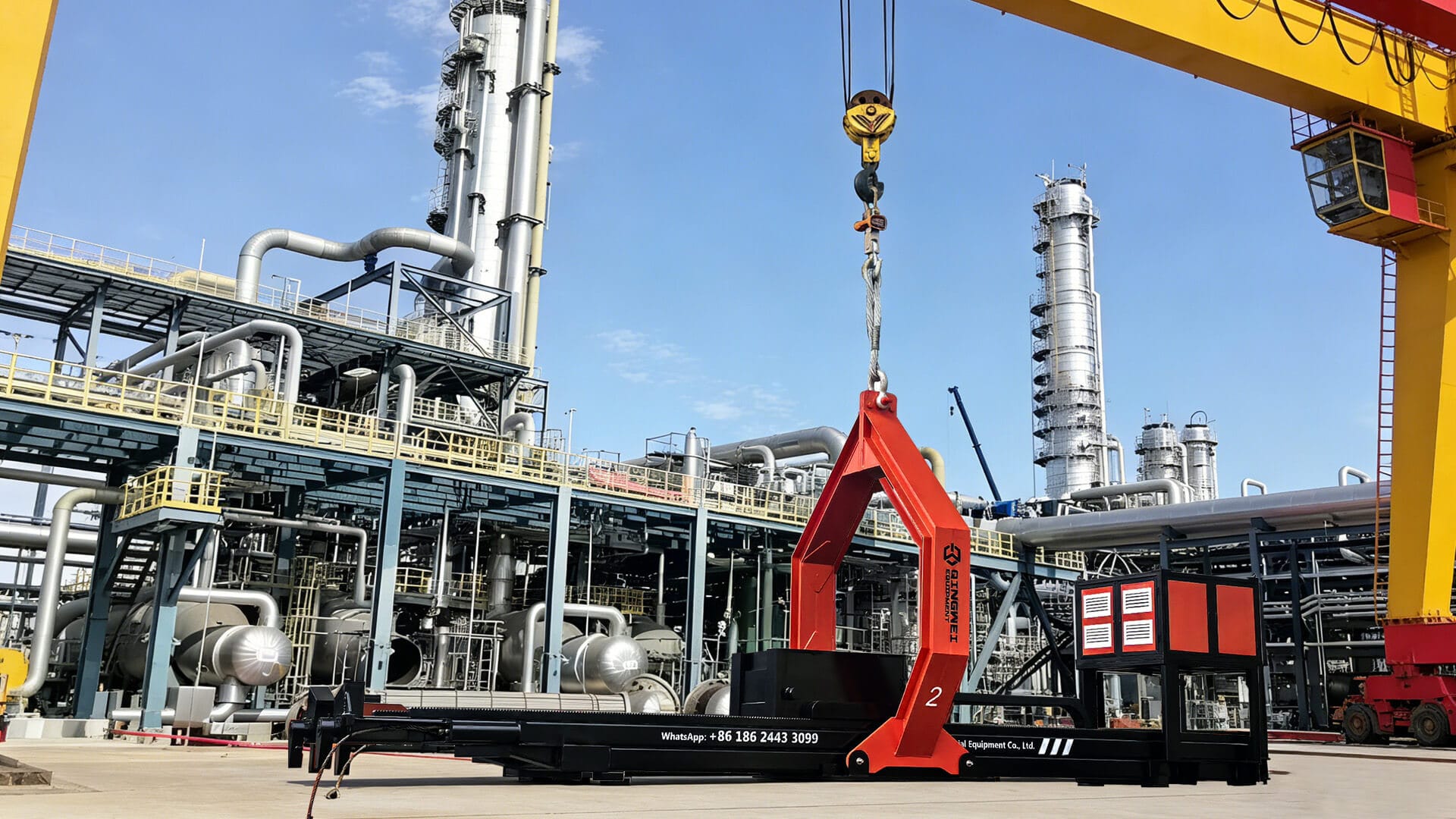 Tube bundle extractor at an industrial maintenance site