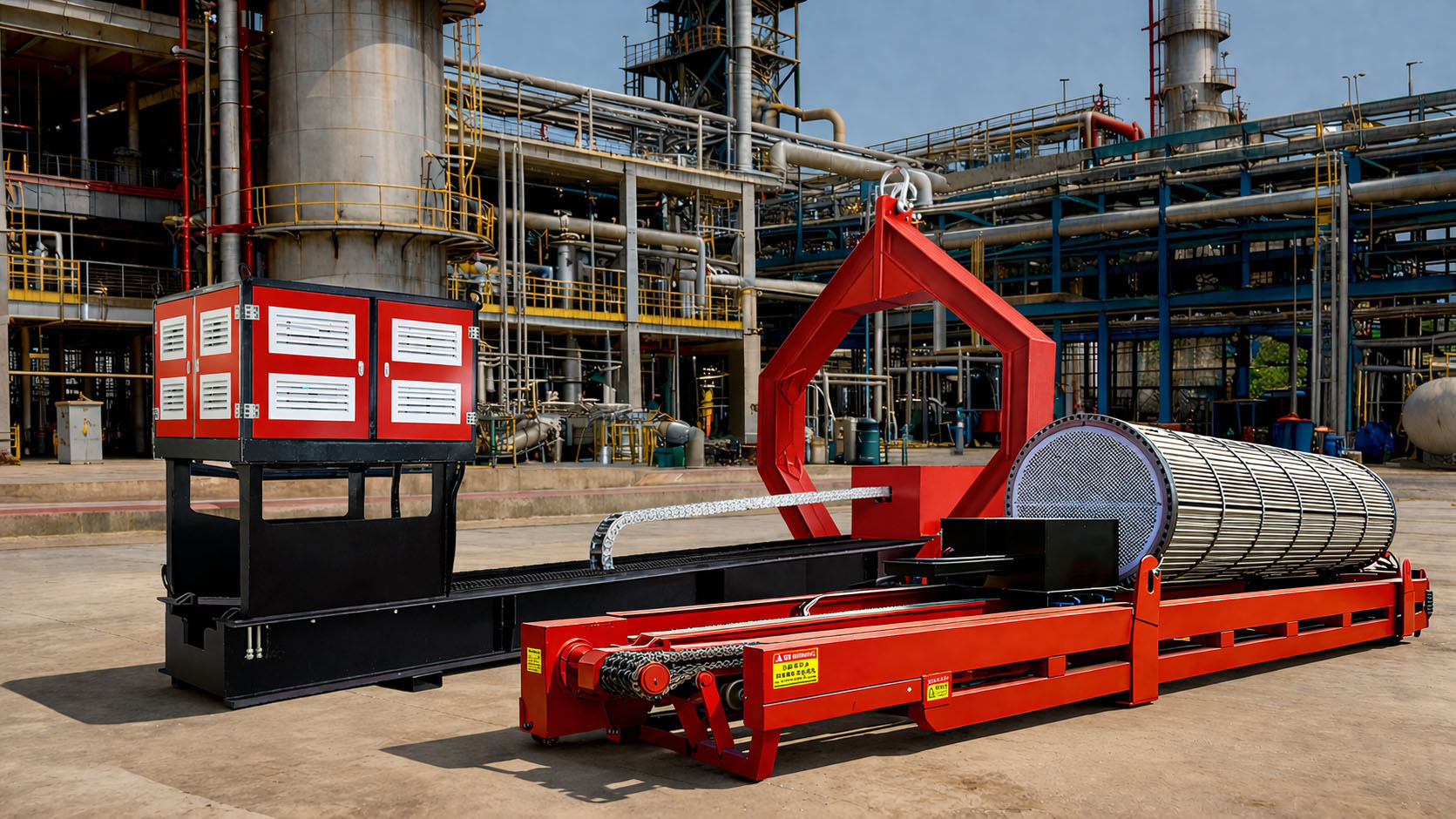 Red Qingwei tube bundle extractor at an industrial site