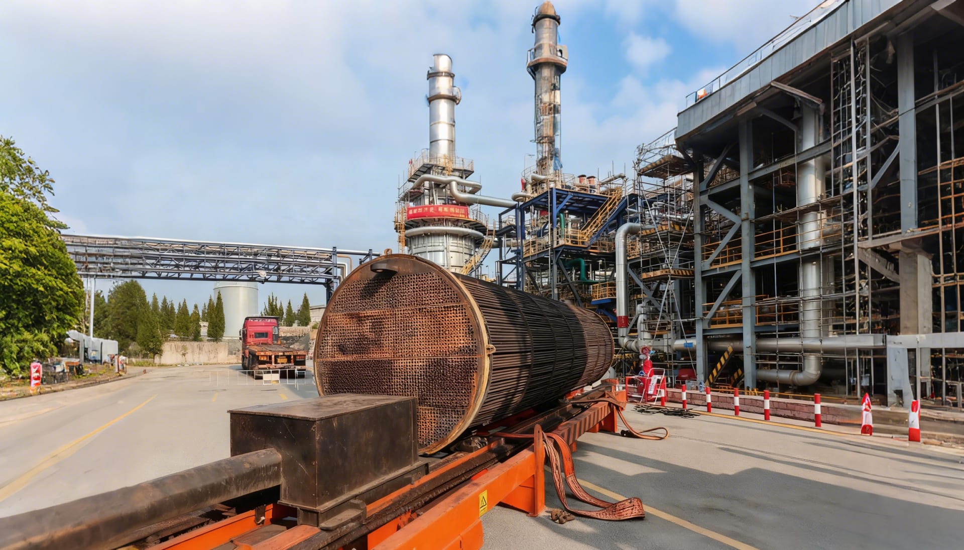 Qingwei tube bundle extraction equipment operating at an industrial maintenance site